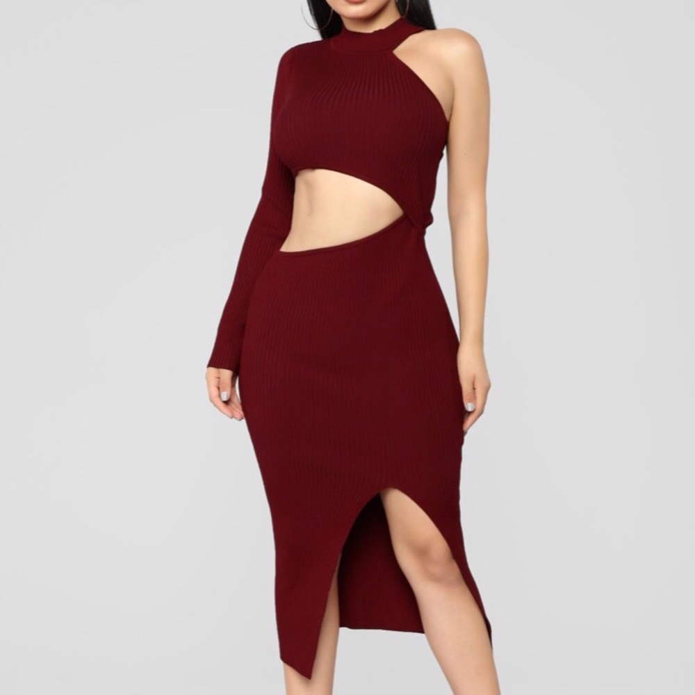 Red cut out dress